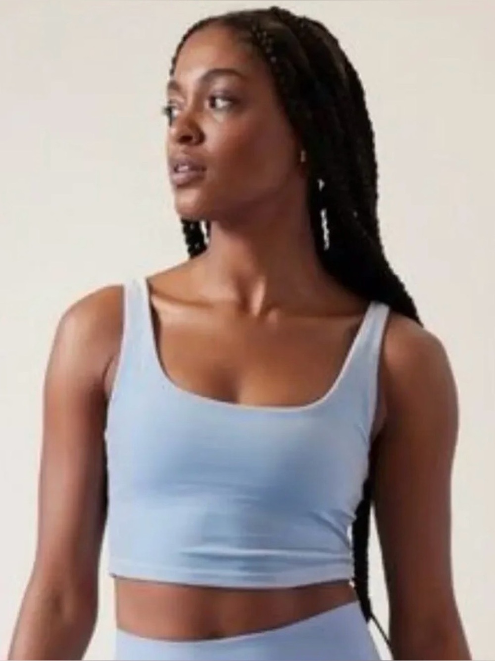 Athleta Velvet Cut Out Crop A-C in Blue | Size Large